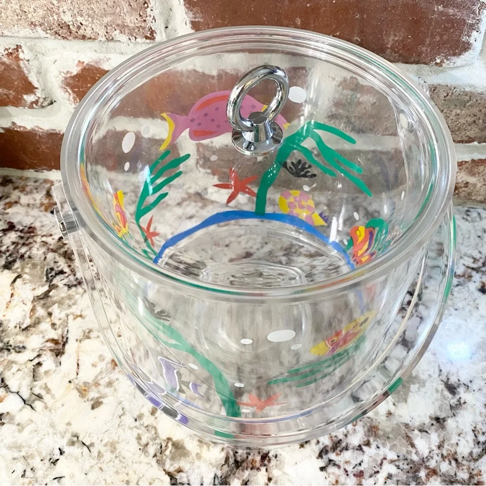 Vintage 1990s /80s Department 56 Acrylic Fish Ice Bucket